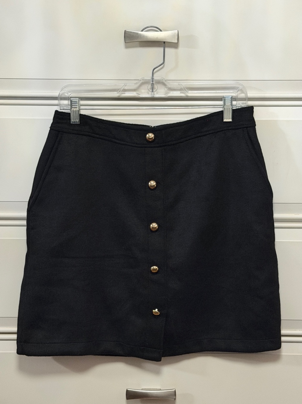 LOFT Black Skirt with Gold Buttons